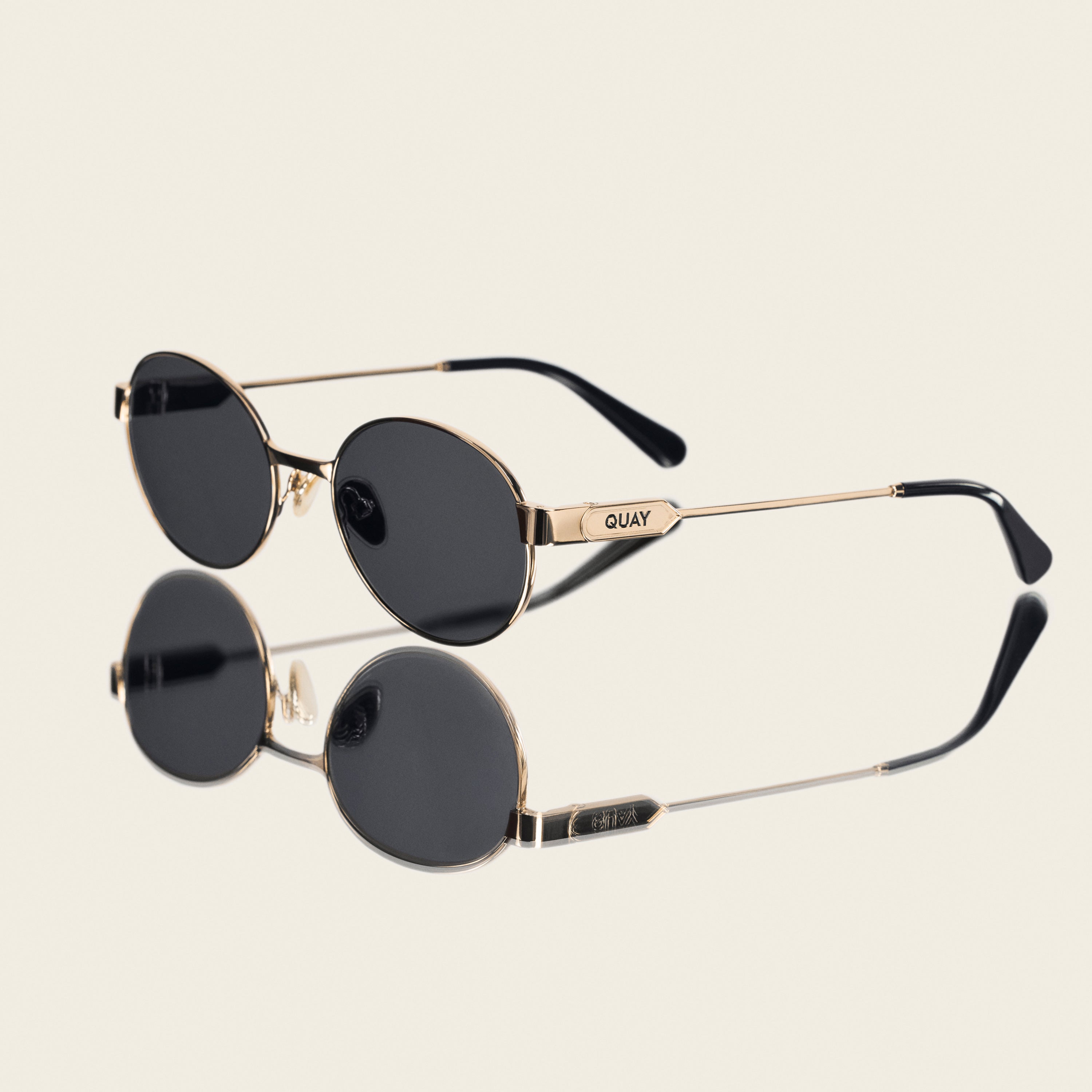 quay australia anyways silver green small sleek round oval sunglassed eyewear Laurel Oval Sunglasses in Silver, Dk Green Lens – MEMORÍ EYEWEAR main image 3