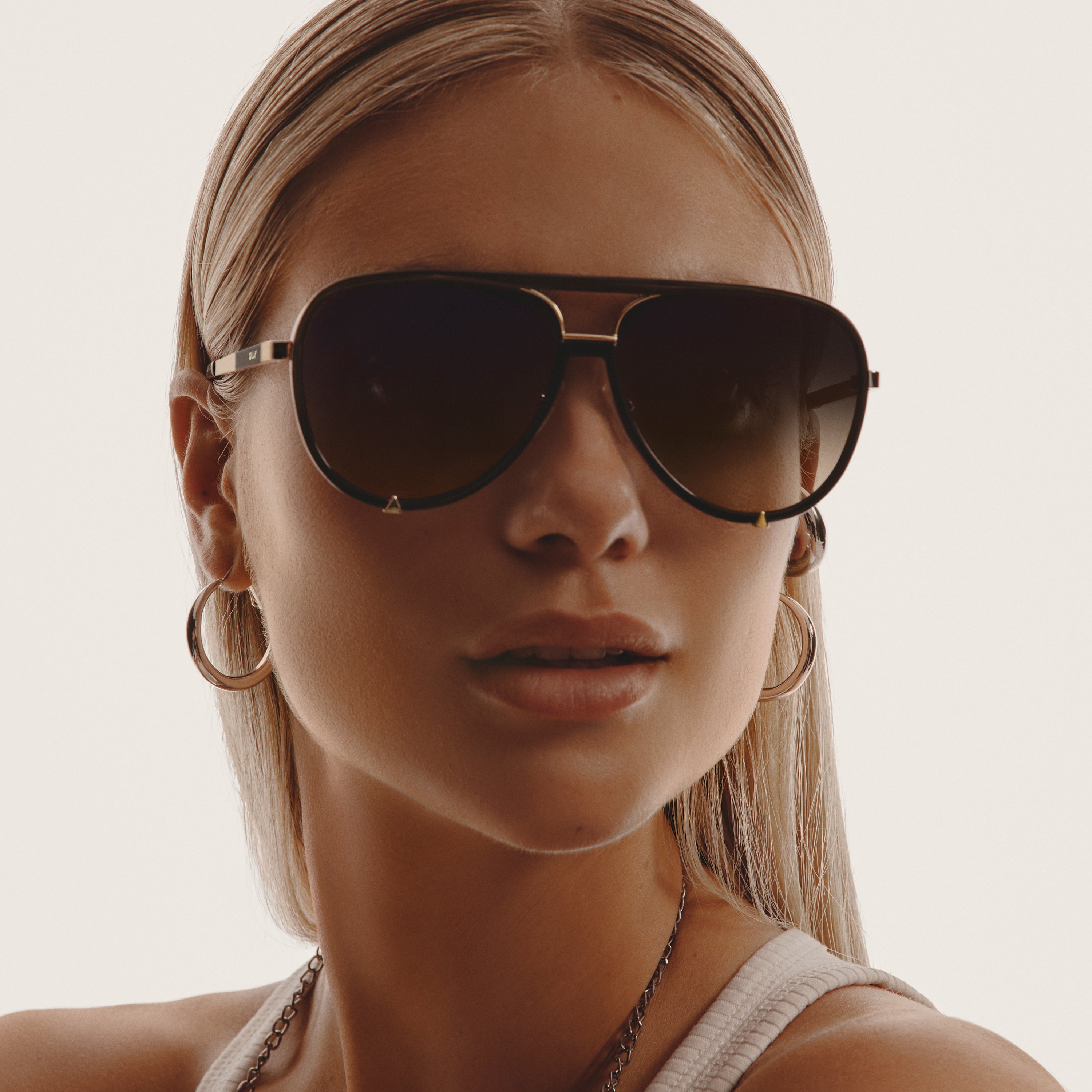 quay australia high profile matte black aviator statement sunglasses eyewear NEW QUAY AUSTRALIA Malaysia - HIGH KEY BLACK/FADE - PRESENCE Paris main image 4