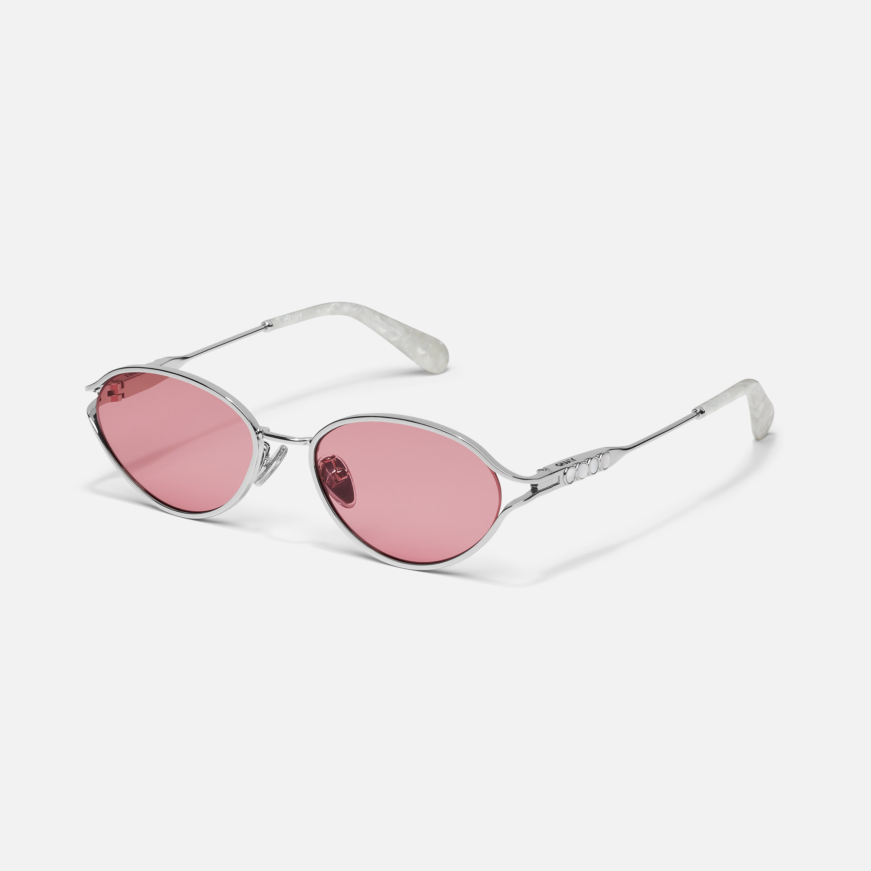 Quay On The Edge White And Pink Shield Sunglasses Designer Oversized Shield Sunglasses for Women & Men – QUAY main image 4