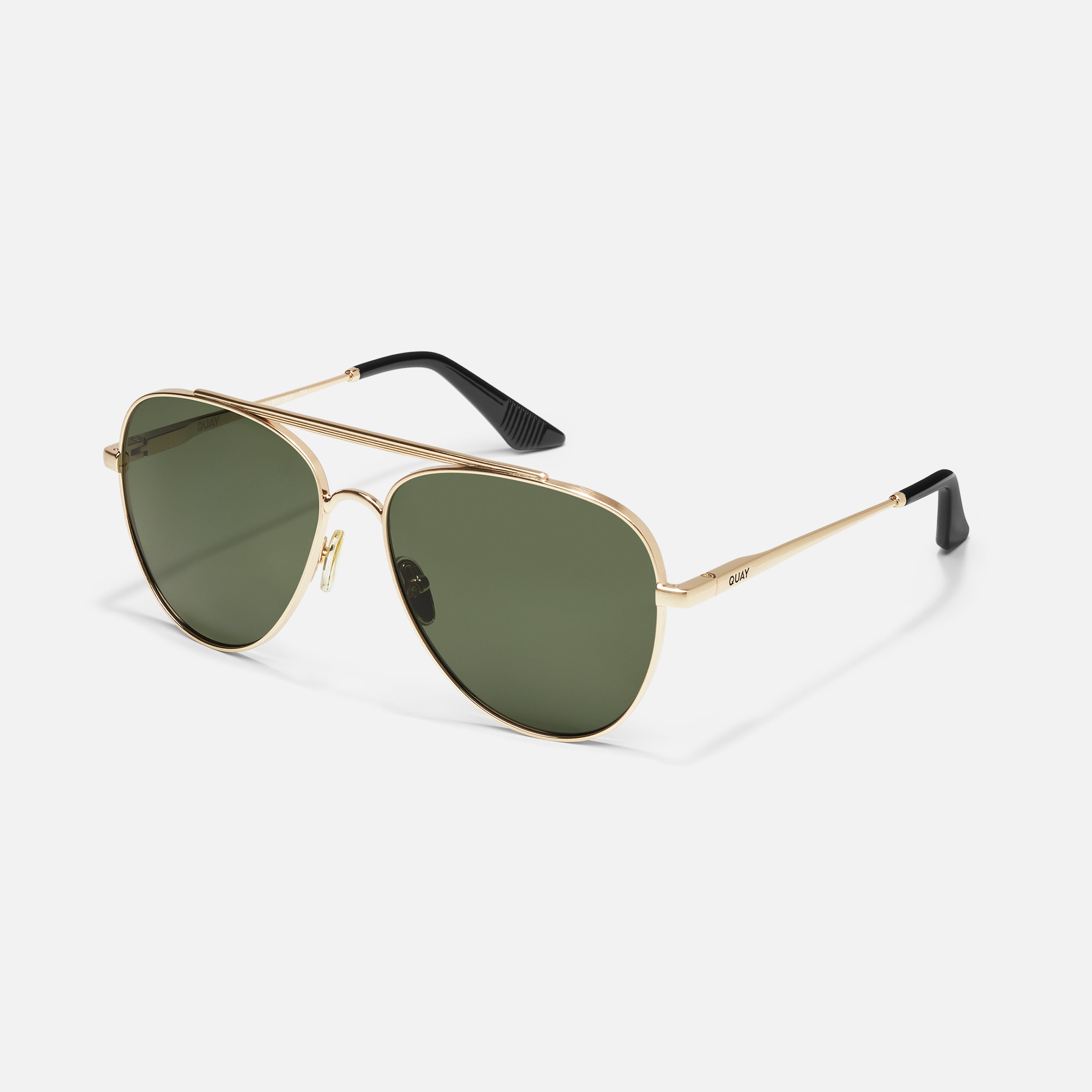 QUAY // ltd ed rivet detail gold frames with tan lenses aviator sunglass… EN ROUTE - Geometric and Round Aviator Sunglasses for Men – QUAY main image 3