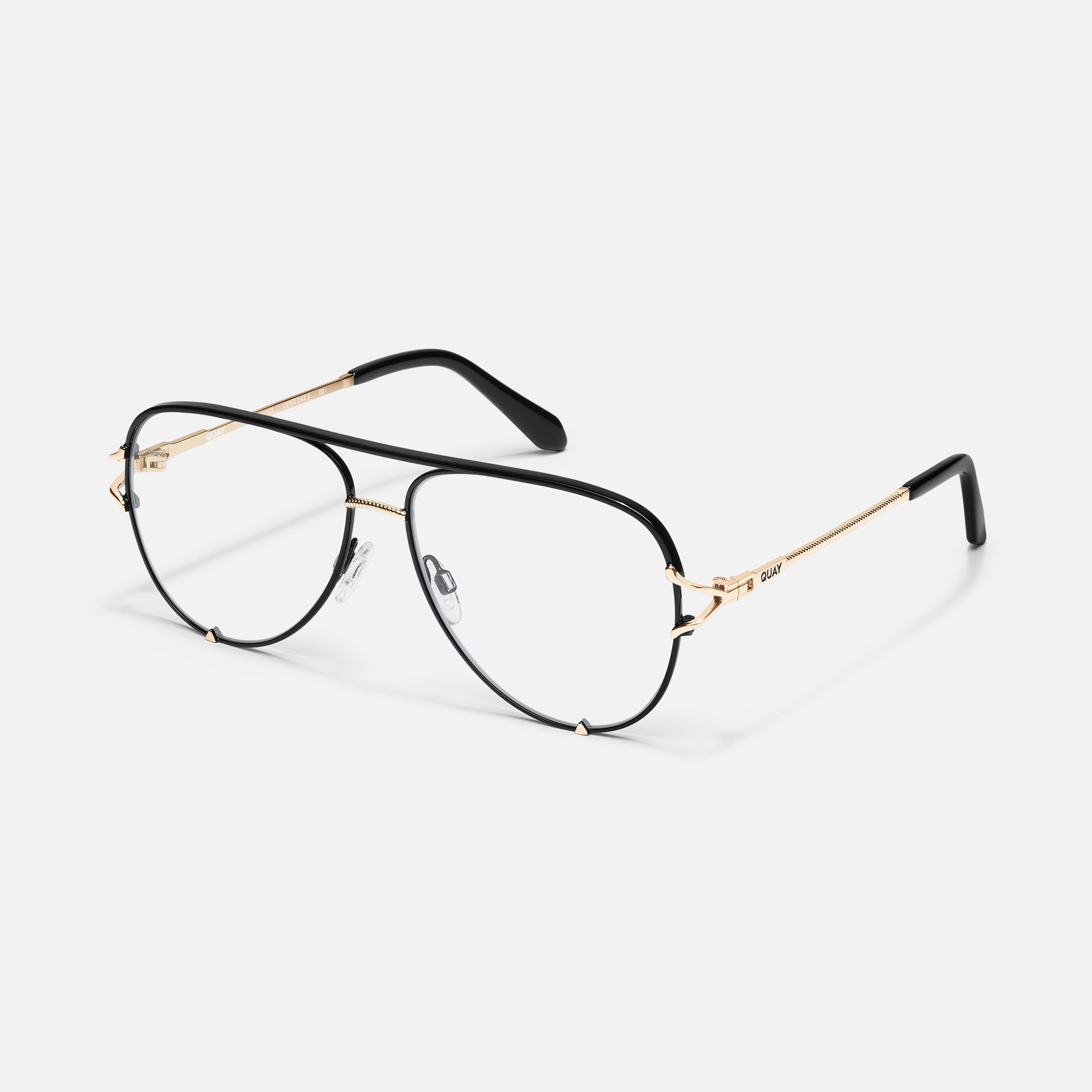 Quay Australia Muse Black Frame Silver Blue Mirror Lens Aviator Sunglasses 63mm Amazon.com: Quay Australia Women main image 2