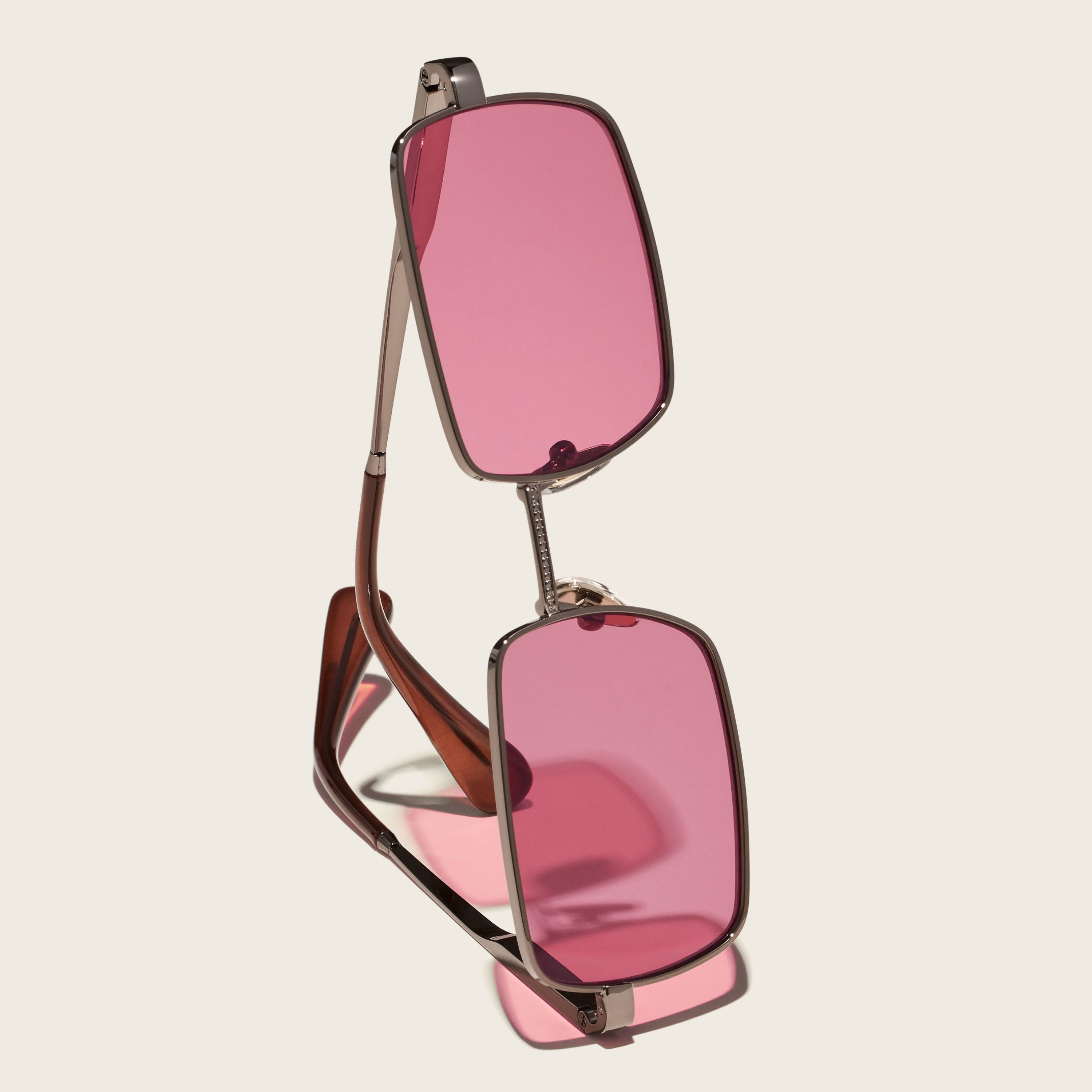 quay australia DND pink & brown small narrow metal rectangle 90\'s sunglasses NEW Quay_DND_GoldSmoke_Side.jpg?v=  main image 3
