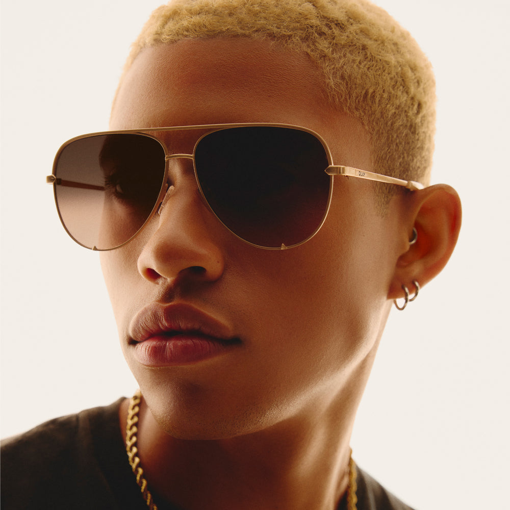 Gafas De Sol Quay HIGH KEY Estilo Aviador Oversized En Dorado