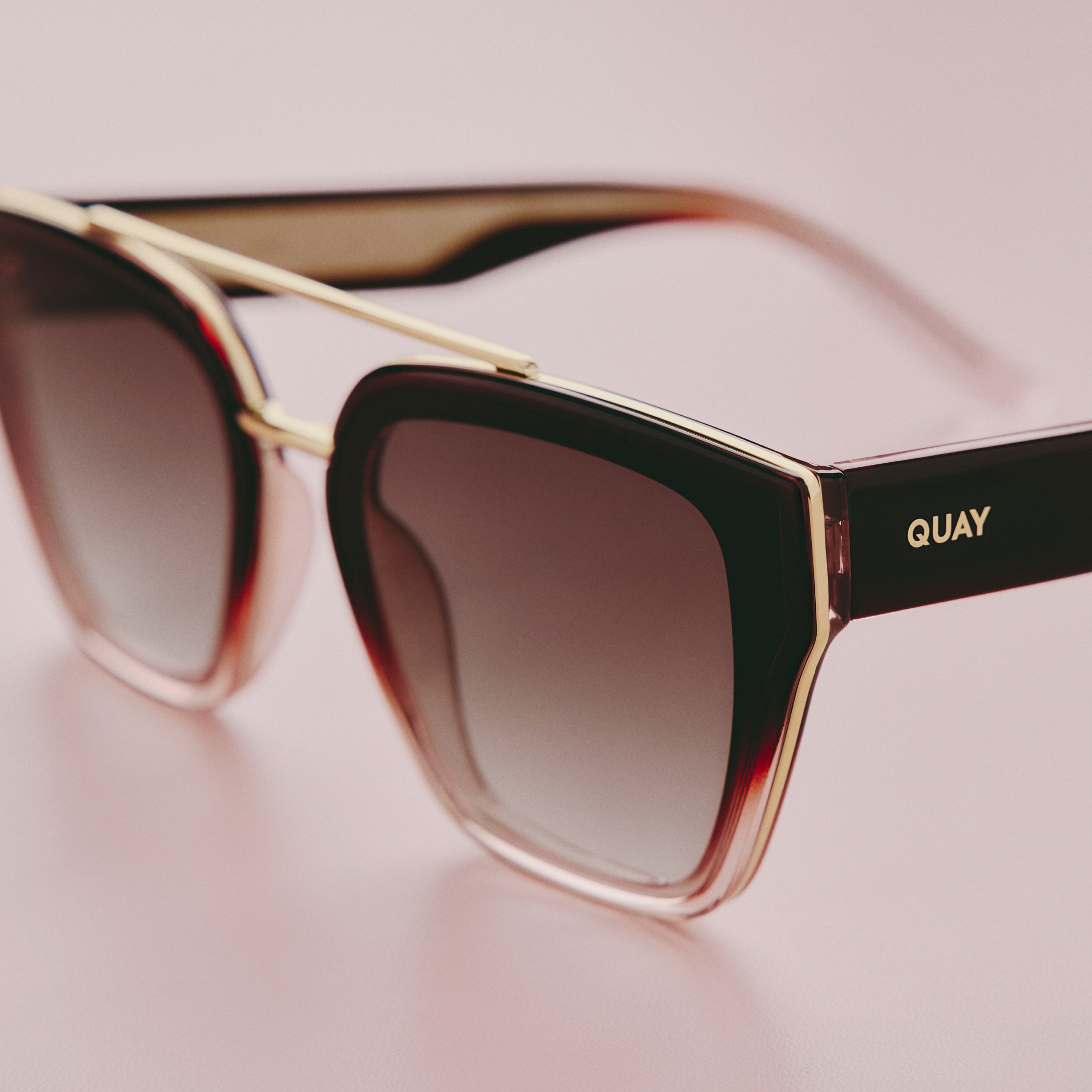 SWEET TALKER Square Aviator Sunglasses with Gold Trim – QUAY