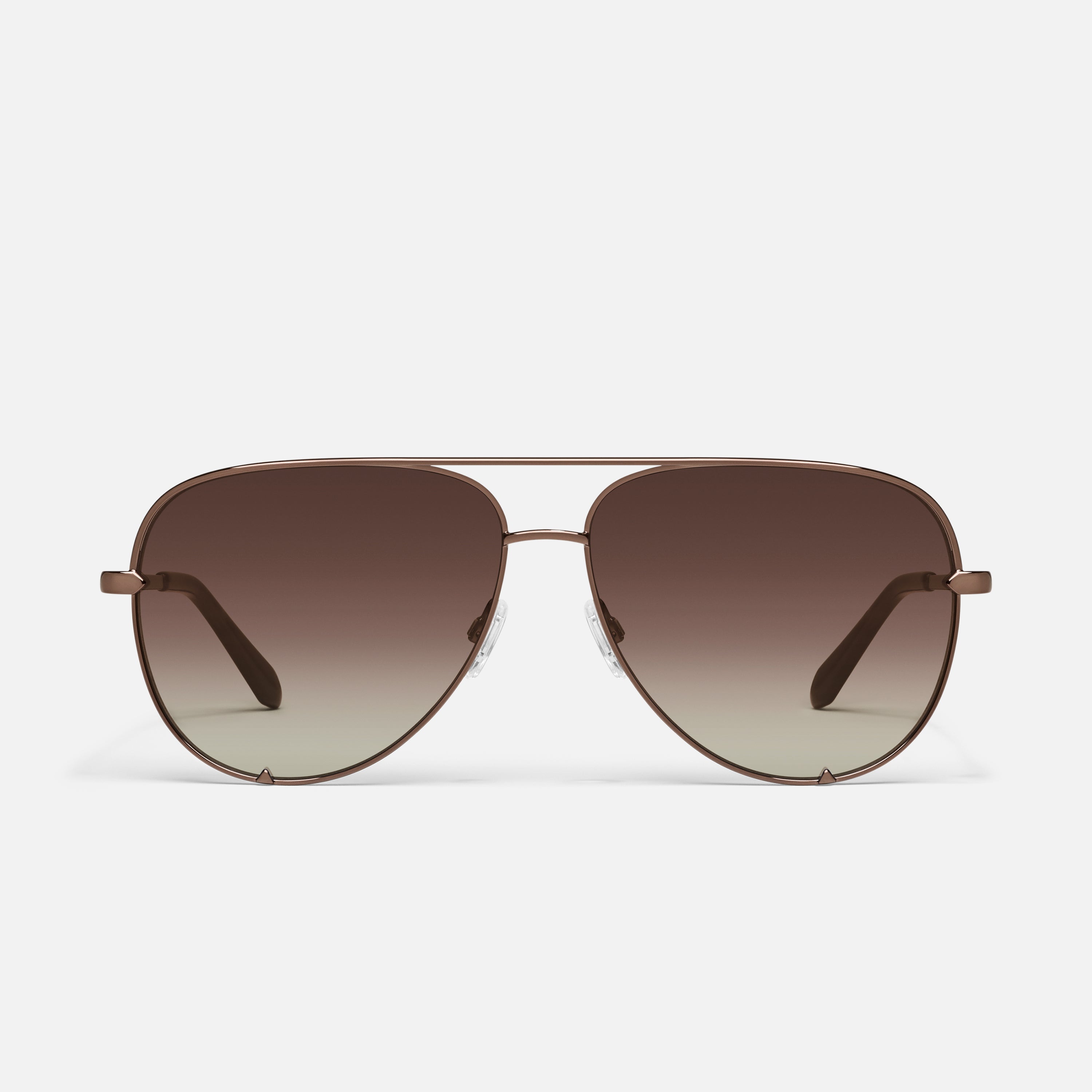 Stylish Brown Aviator Sunglasses Professional Grade Antique Bronze Grandpa Thin Aviator Gradient Sunglasses with  main image 2